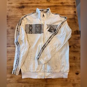 Ecko Unlimited Men’s White/Cream Jacket with Black and Red Skull Design